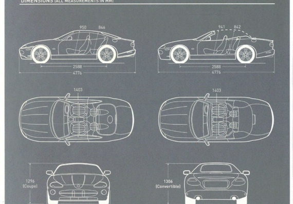 Jaguar XK8 Coupe (Ягуар XК8 Купе) - чертежи (рисунки) автомобиля
